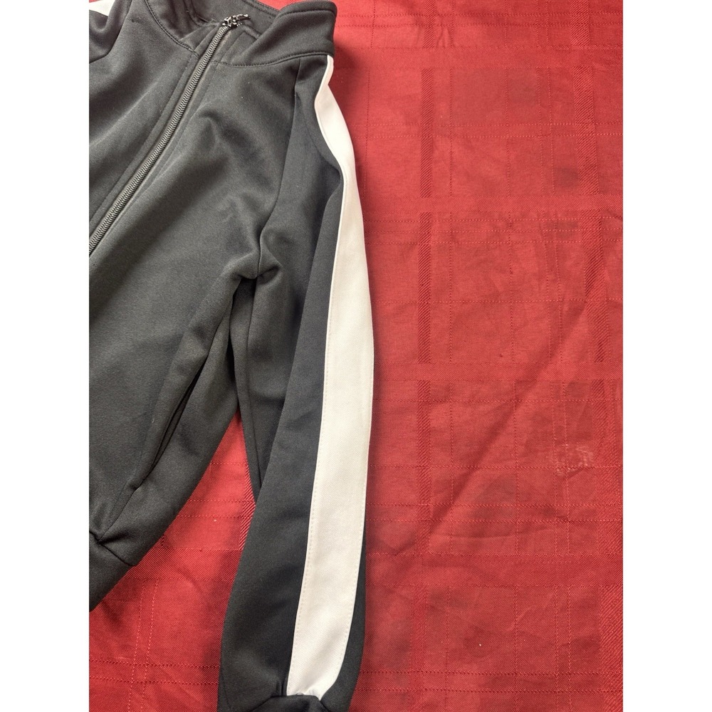 NOVA Kids Boys Black Track Jacket Zip Up White Stripes Long Sleeve - Picture 7 of 14